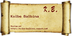 Kolbe Balbina névjegykártya